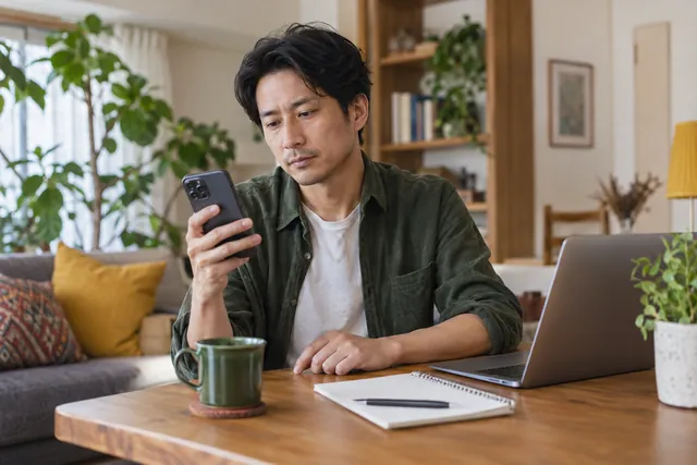スマートフォンの連絡内容を慎重に確認する人